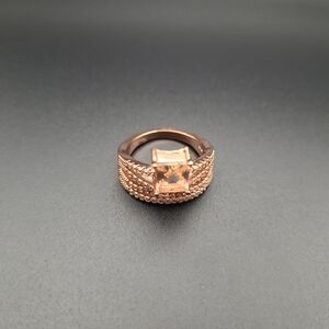 925 Sterling Silver Rose Gold Toned Ring with Pink and clear stones - Size 6